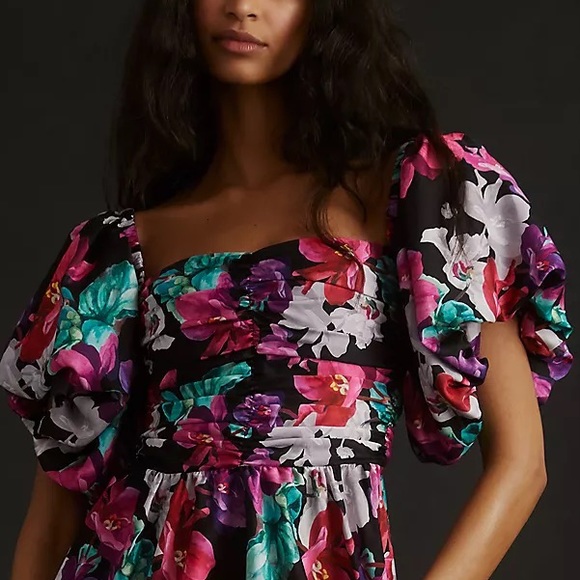 Anthropologie Delfi Puff-Sleeve Floral Printed Maxi Dress - Picture 10 of 16